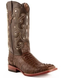 Ferrini Men's Caiman Croc Print Western Boots - Broad Square Toe