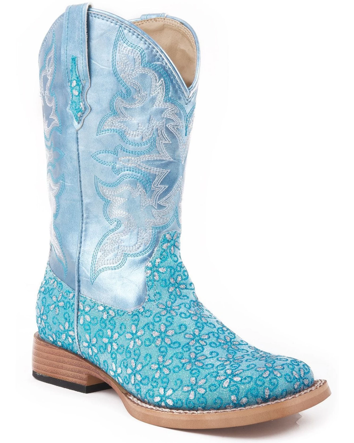 Roper Kid's Floral Glitter Western Boots 1 Roper Kid's Floral Glitter Western Boots