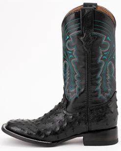 Ferrini Men's Full-Quill Ostrich Embroidered Western Boots - Broad Square Toe -Western Chic Shop 066845 89 P3