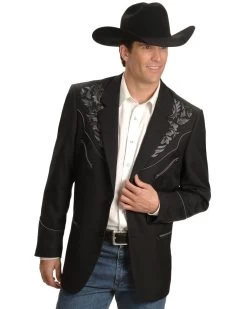 Scully Men's Floral Embroidery Western Jacket