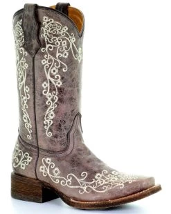 Corral Kids' Embroidered Square Toe Western Boots
