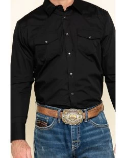Gibson Men's Basic Solid Long Sleeve Pearl Snap Western Shirt -Western Chic Shop 2000211596 001 P4