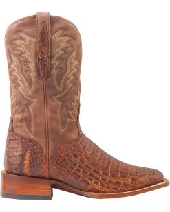 El Dorado Men's Handmade Caiman Back Brass Stockman Boots - Broad Square Toe -Western Chic Shop 2000221949 221 RT