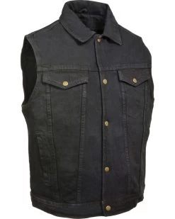 Milwaukee Leather Men's Snap Front Denim Vest With Shirt CollarÂ