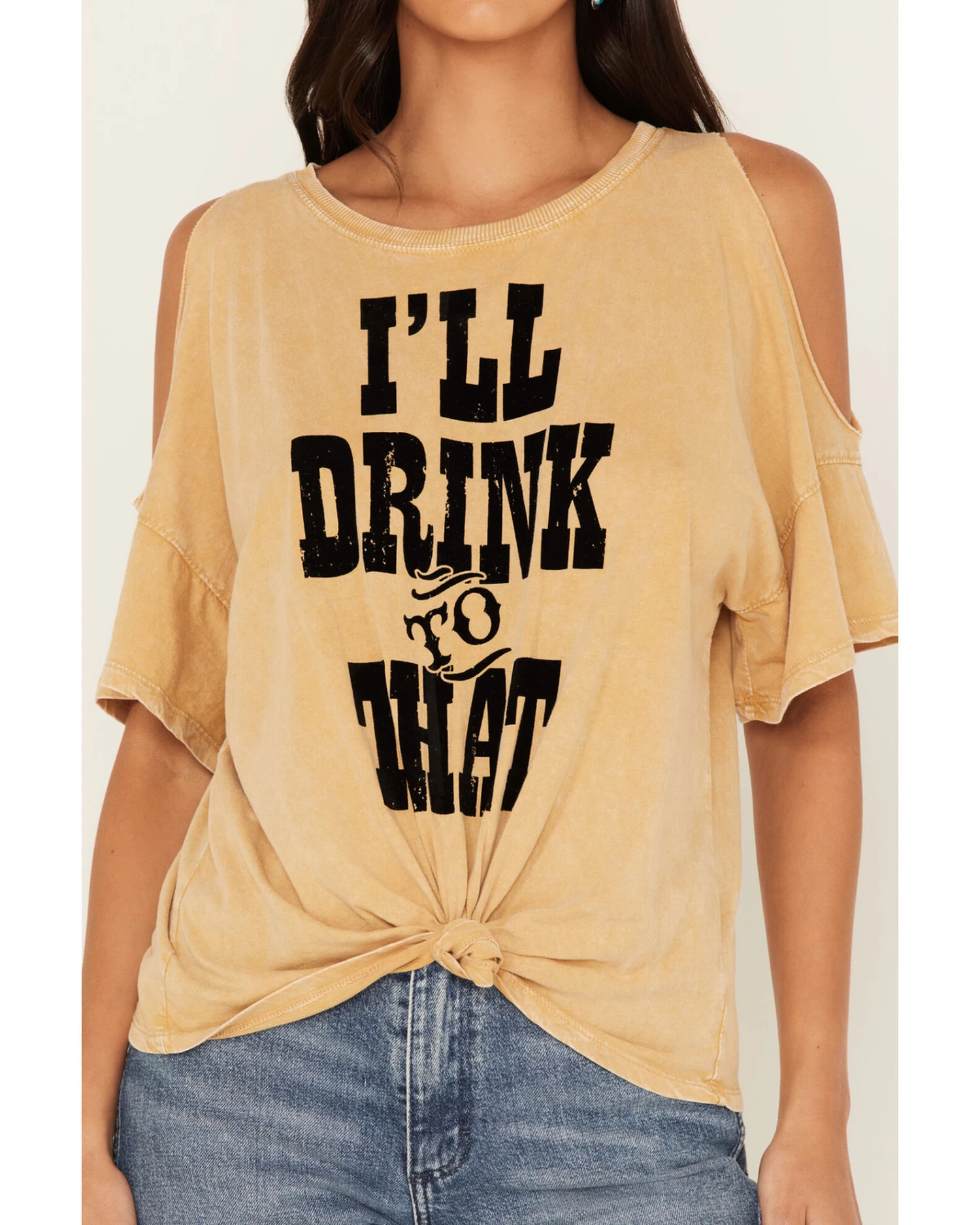 White Crow Women's I'll Drink To That Cold Shoulder Tee 3 White Crow Women's I'll Drink To That Cold Shoulder Tee - Image 3