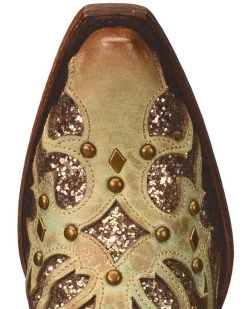 Corral Women's Mint Glitter Inlay Western Boots - Snip Toe  -Western Chic Shop 2000239665 300 TP