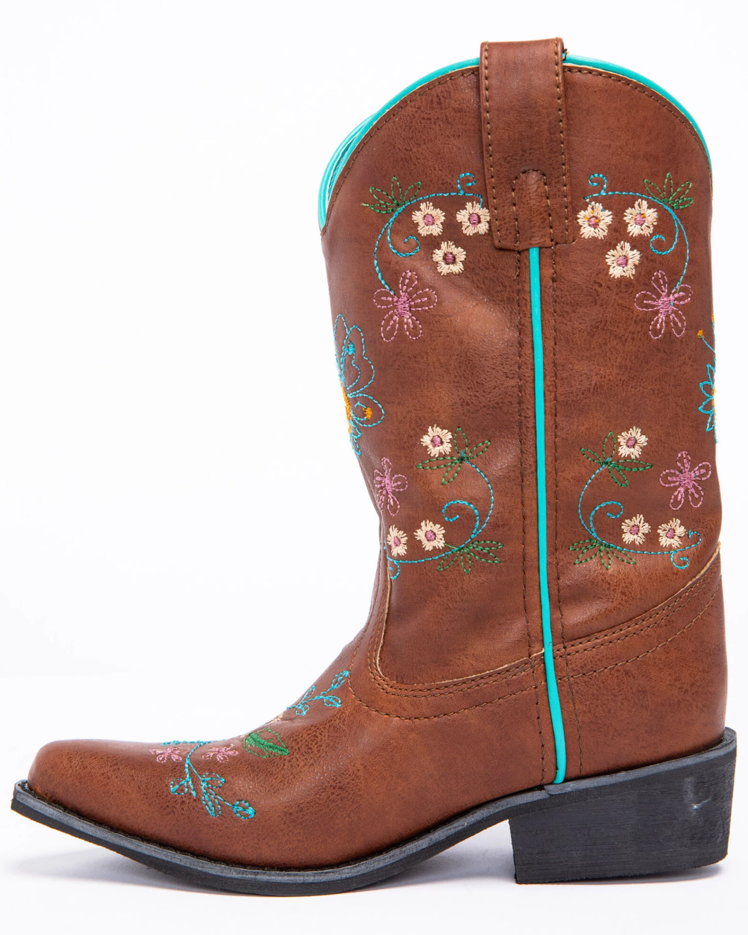 Shyanne Girls' Floral Embroidery Western Boots - Snip Toe 3 Shyanne Girls' Floral Embroidery Western Boots - Snip Toe - Image 3