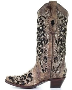 Corral Women's Floral Embroidered Western Boots - Snip Toe -Western Chic Shop 2000257878 200 P3