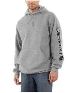 Carhartt Men's Loose Fit Midweight Logo Sleeve Graphic Hooded Sweatshirt
