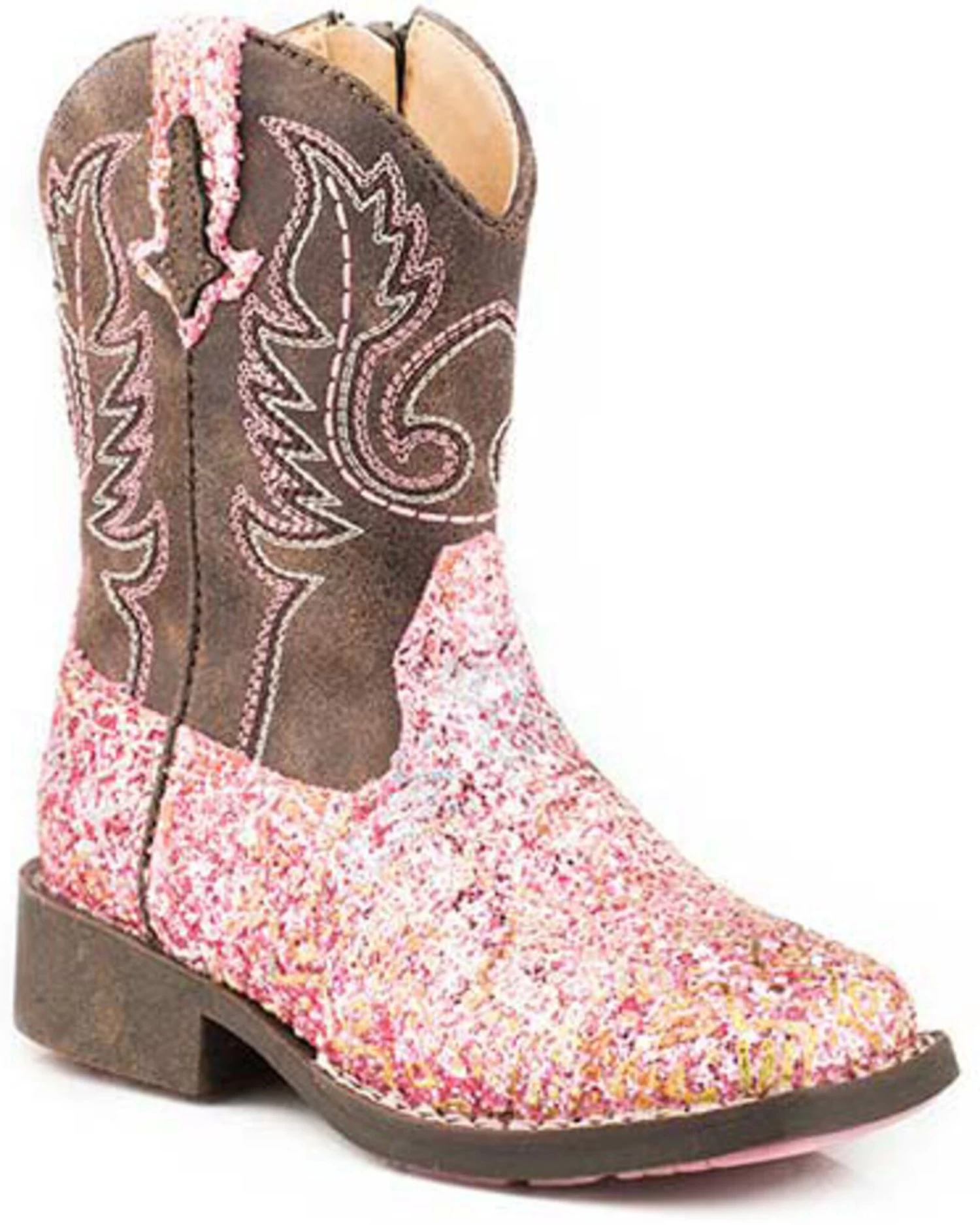 Roper Girls' Toddler Glitter Southwest Western Boots - Square Toe 1 Roper Girls' Toddler Glitter Southwest Western Boots - Square Toe