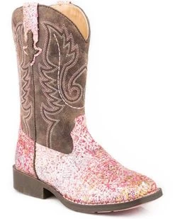 Roper Girls' Glitter Southwest Western Boots - Square Toe