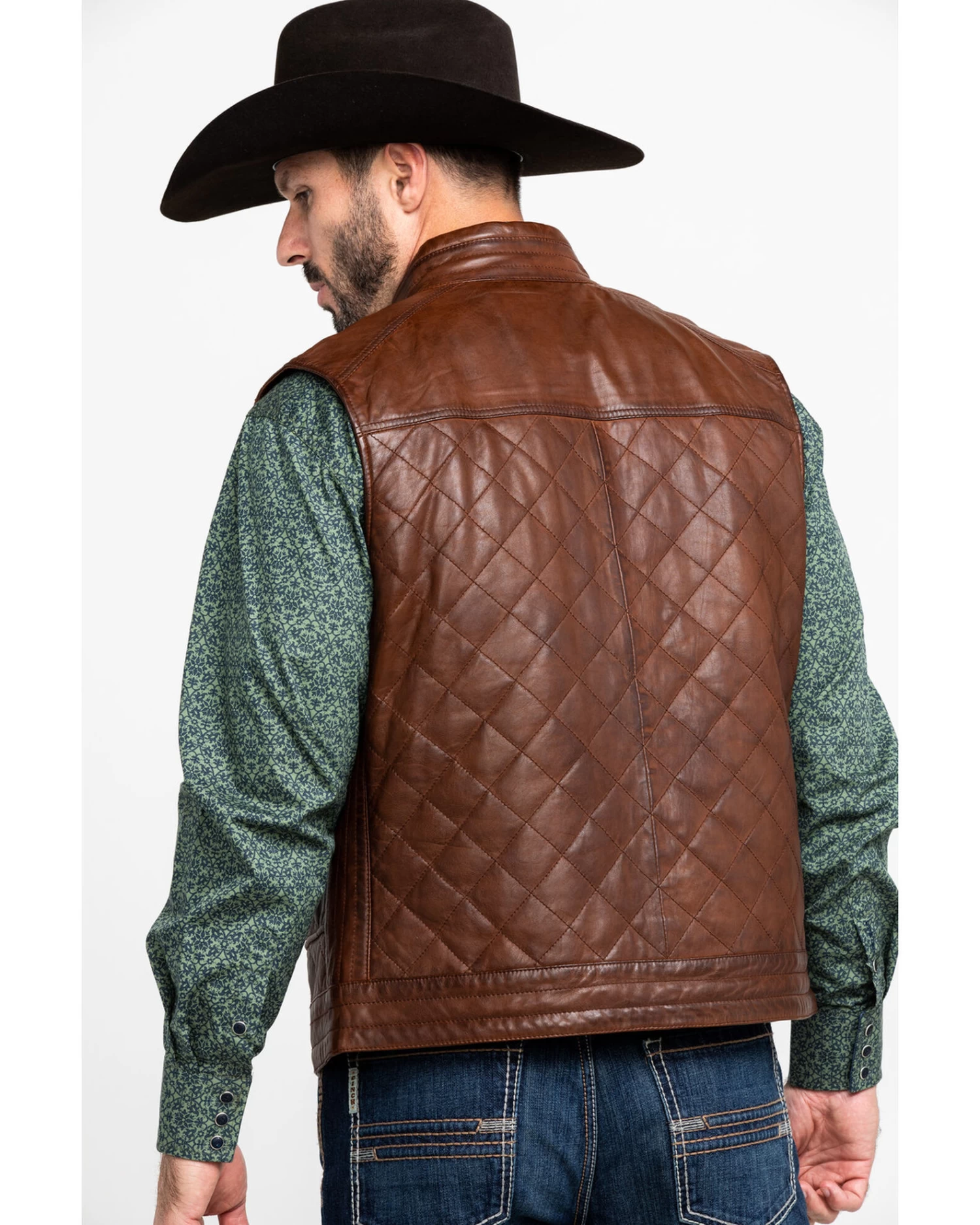 Scully Leatherwear Men's Quilted Leather Vest 2 Scully Leatherwear Men's Quilted Leather Vest - Image 2