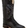 Old West Boys' Shaft Embroidery Western Boots - Broad Square Toe