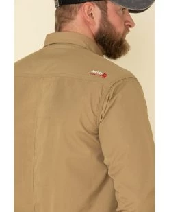 Ariat Men's Khaki FR Solid Featherlight Long Sleeve Work Shirt  -Western Chic Shop 2000294868 250 P5