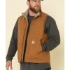 Carhartt Men's Brown Washed Duck Sherpa Lined Mock Neck Work Vest 