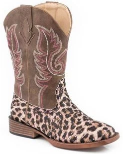 Roper Girls' Glitter Leopard Western Boots - Square Toe