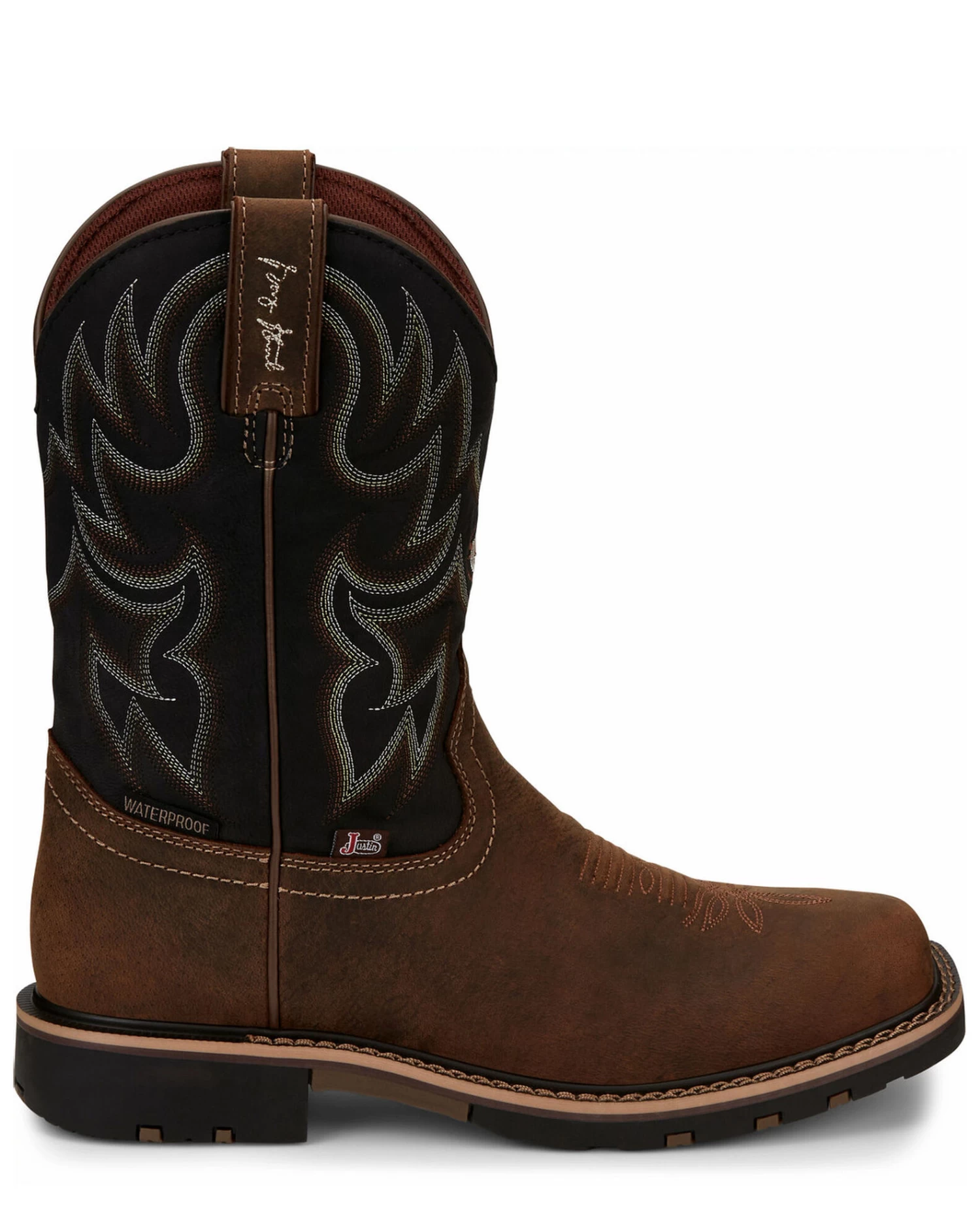 Justin Men's Fireman Black Western Boots - Square Toe 2 Justin Men's Fireman Black Western Boots - Square Toe - Image 2