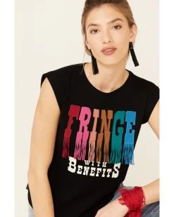 Shyanne Women's Fringe With Benefits Graphic Muscle Tee  -Western Chic Shop 2000338218 001 P4