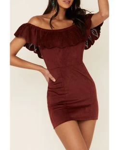 Shyanne Women's Off-Shoulder Faux Suede Dress -Western Chic Shop 2000338232 240 P3