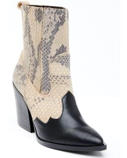 Dan Post Women's Snake Print Fashion Booties - Pointed Toe