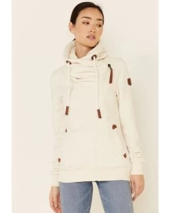 Wanakome Women's Oatmeal Hestia Asymmetrical Zip-Front Hoodie