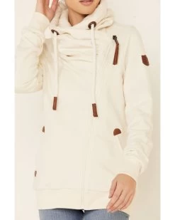 Wanakome Women's Oatmeal Hestia Asymmetrical Zip-Front Hoodie 6 Wanakome Women's Oatmeal Hestia Asymmetrical Zip-Front Hoodie -Western Chic Shop 2000340617 104 P3