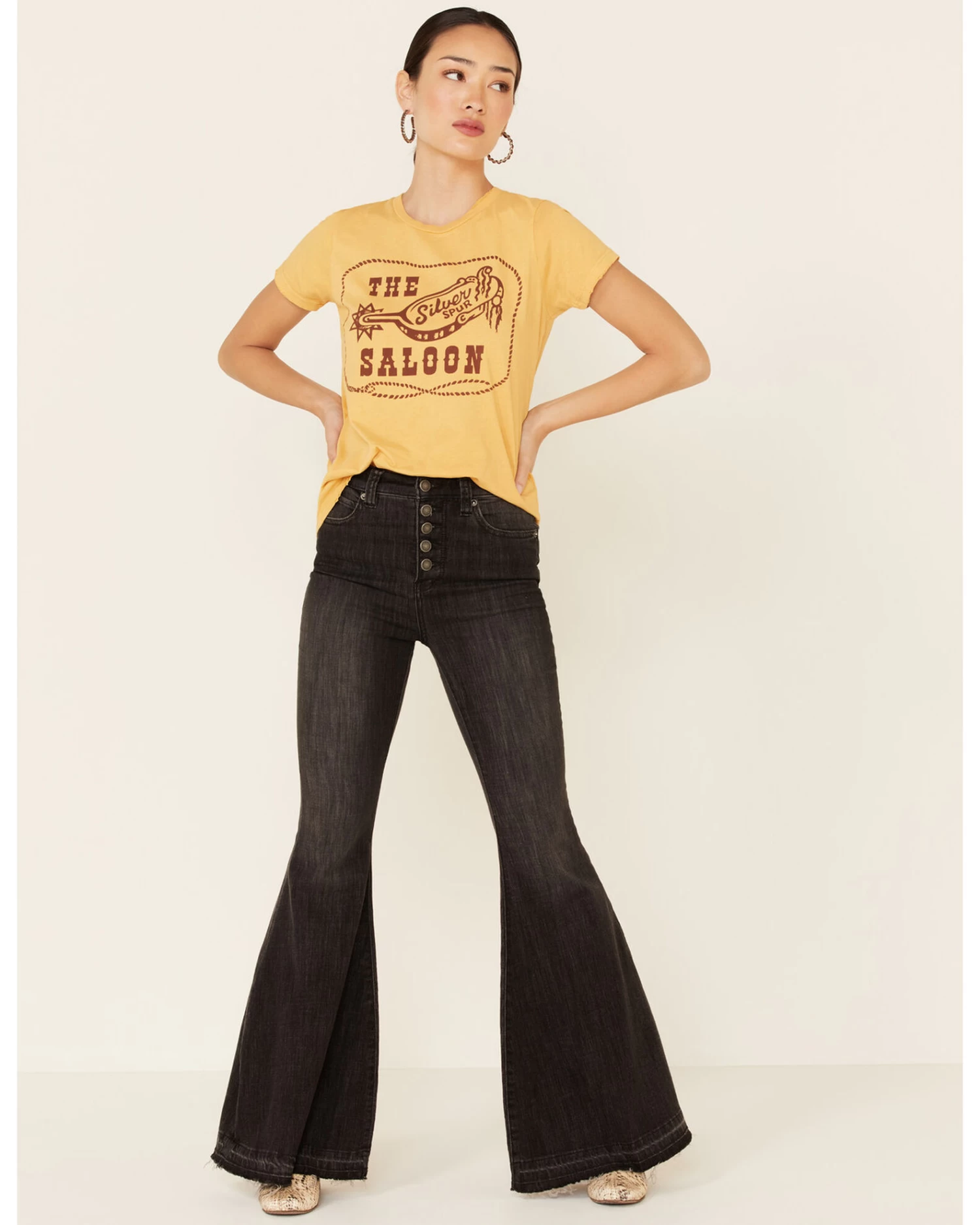 Bandit Brand Women's Mustard Silver Spur Spoon Graphic Tee 2 Bandit Brand Women's Mustard Silver Spur Spoon Graphic Tee - Image 2