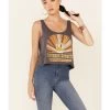 Goodie Two Sleeves Women's Charcoal Southern Sunsets Graphic Crop Tank Top