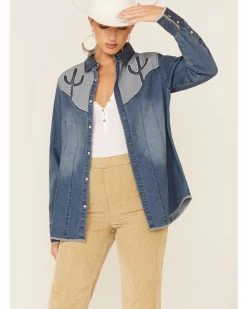 Tasha Polizzi Women's Flara Indigo Cactus Long Sleeve Shirt