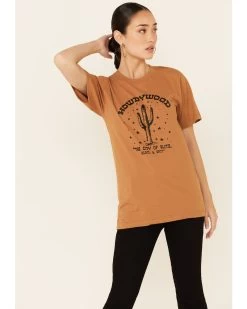 Ali Dee Women's Camel Howdywood Graphic Short Sleeve Tee