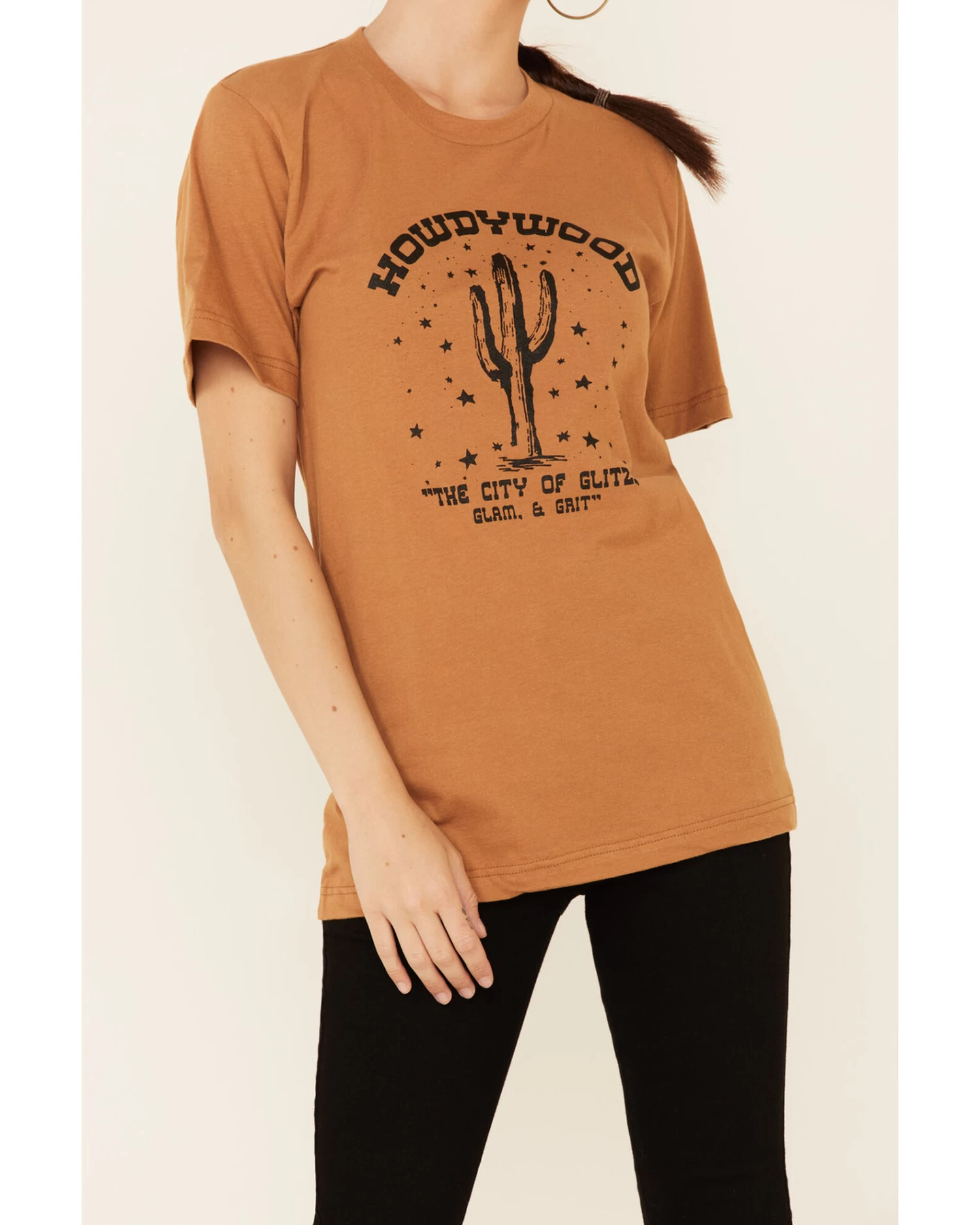 Ali Dee Women's Camel Howdywood Graphic Short Sleeve Tee 3 Ali Dee Women's Camel Howdywood Graphic Short Sleeve Tee - Image 3