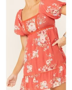 A Collective Story Women's Coral Floral Peasant Tiered Dress 6 A Collective Story Women's Coral Floral Peasant Tiered Dress -Western Chic Shop 2000346388 850 P3