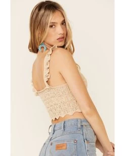 Very J Women's Natural Ruffle Strap Sweater-Knit Crop Tank Top 7 Very J Women's Natural Ruffle Strap Sweater-Knit Crop Tank Top -Western Chic Shop 2000349813 101 P4
