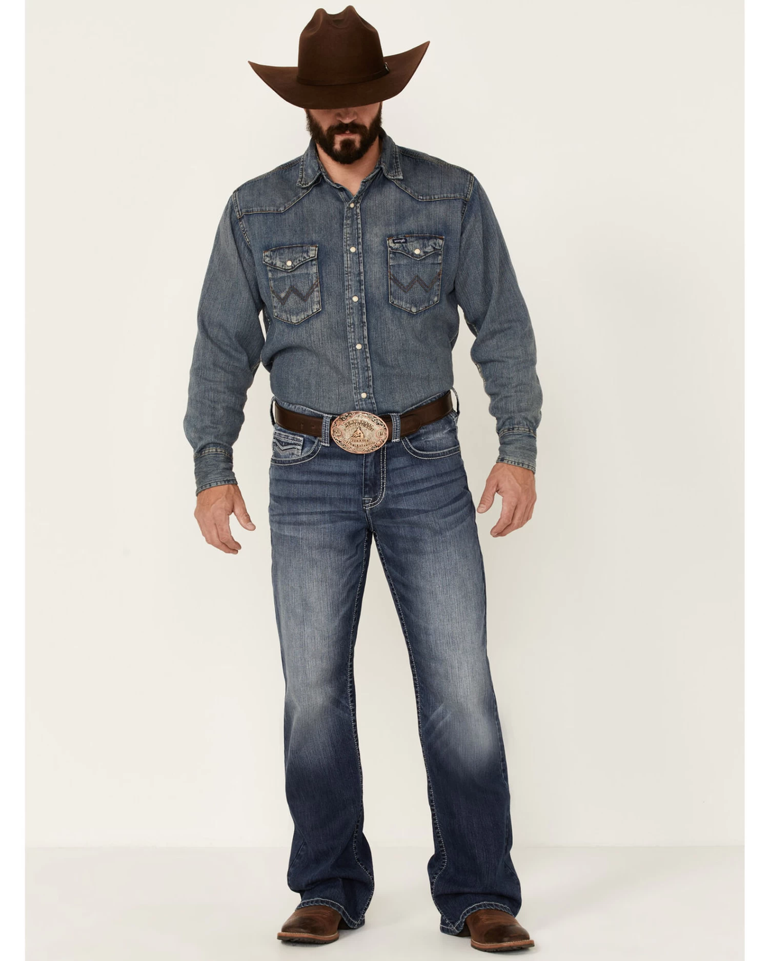 Cody James Men's Double Kicker Medium Dark Wash Stretch Relaxed Bootcut Jeans 1 Cody James Men's Double Kicker Medium Dark Wash Stretch Relaxed Bootcut Jeans