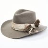 Shyanne Women's Distressed Mirando Ribbon Band Wool Felt Western Hat 