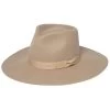 Shyanne Women's Beige Stiff Brim Grossgrain Wool Felt Fedora Hat 