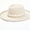 Shyanne Women's Beige Diamond Crown Turned Up Wool Felt Fedora Hat 