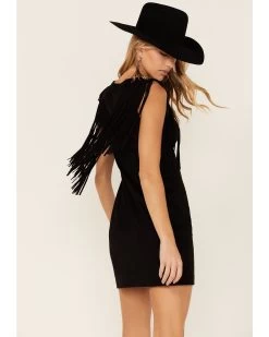 Idyllwind Women's Lady Bird Faux Suede Fringe Muscle Sleeve Dress -Western Chic Shop 2000359130 001 P3