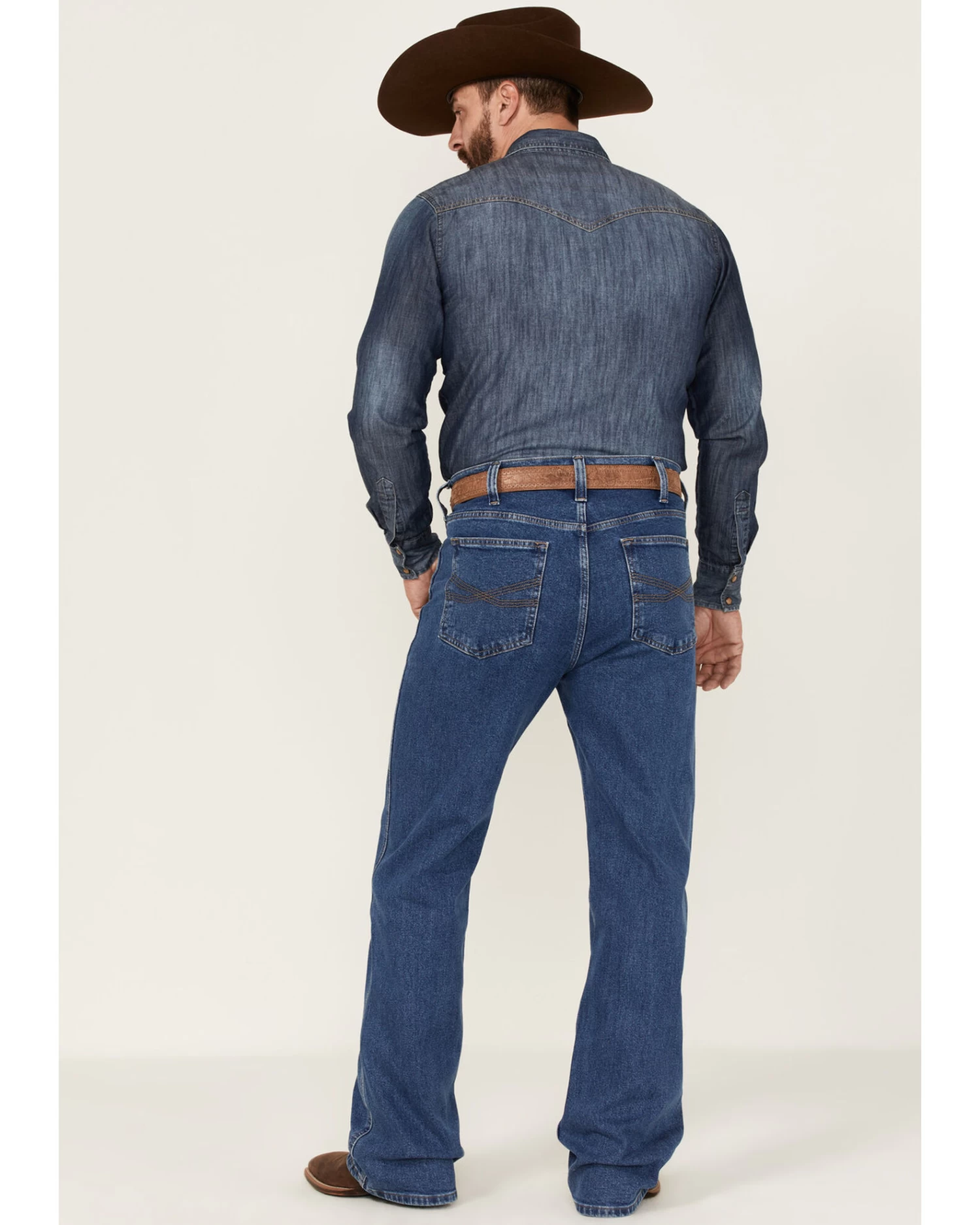 Blue Ranchwear Men's Buckaroo Medium Wash Stretch Regular Bootcut Jeans 3 Blue Ranchwear Men's Buckaroo Medium Wash Stretch Regular Bootcut Jeans - Image 3