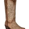 Corral Girls' Glitter Embroidery Leather Western Boot - Snip Toe