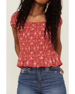 Cowgirl Hardware Women's Bandana Print Smocked Peasant Top -Western Chic Shop 2000362171 600 P3