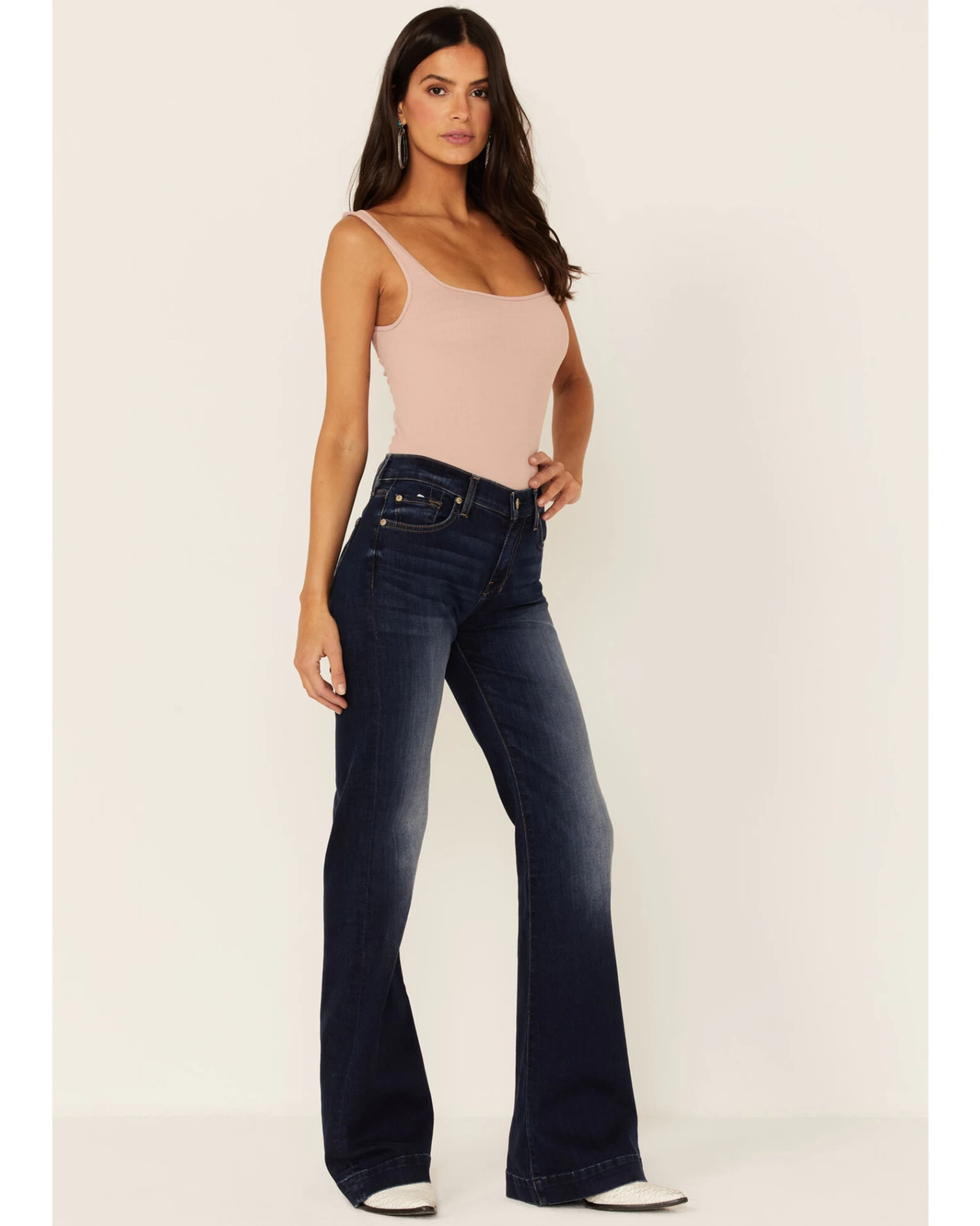 7 For All Mankind Women's Dojo Full Length Flare Denim Jeans 3 7 For All Mankind Women's Dojo Full Length Flare Denim Jeans - Image 3