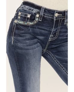 Miss Me Women's Medium Wash Embroidered Turquoise Stone Bootcut Jeans - Long -Western Chic Shop 2000364478 400 P4