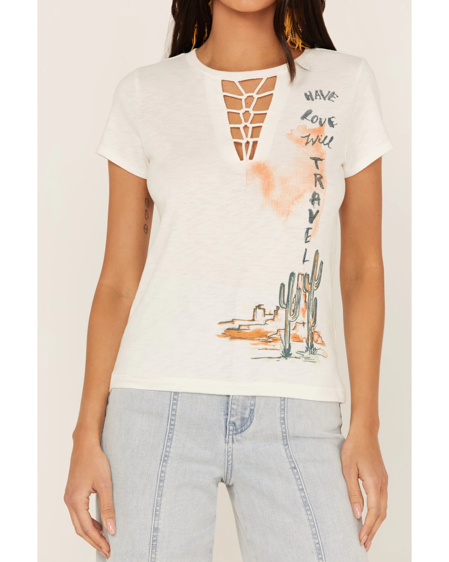 Shyanne Women's Keyhole Desert Graphic Tee 3 Shyanne Women's Keyhole Desert Graphic Tee - Image 3
