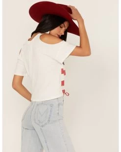 Shyanne Women's Americana Southwestern Flag Cold Shoulder Graphic Tee 7 Shyanne Women's Americana Southwestern Flag Cold Shoulder Graphic Tee -Western Chic Shop 2000364771 103 P4