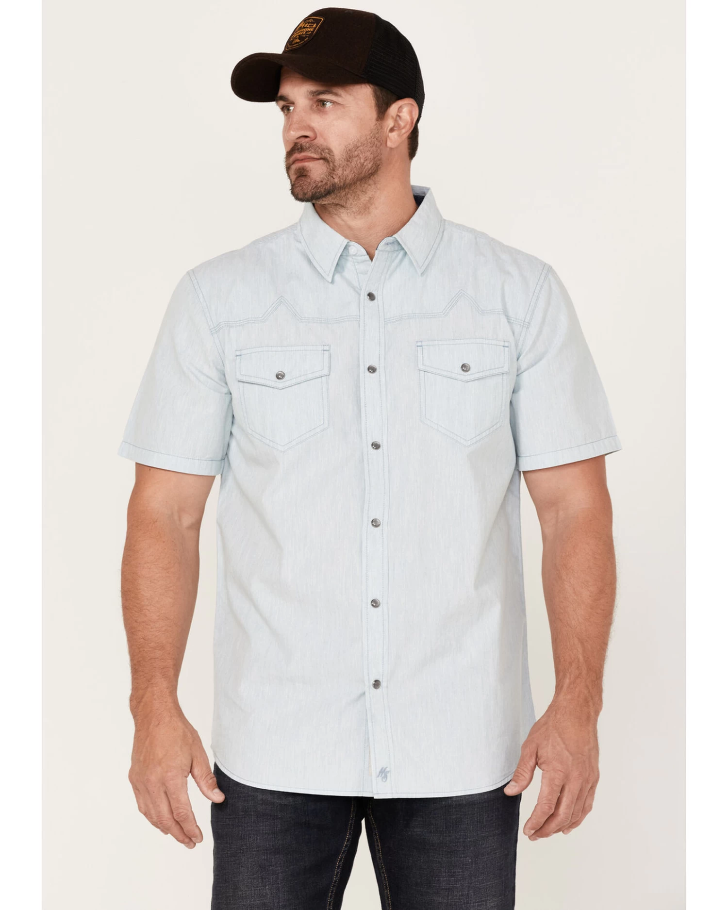 Moonshine Spirit Men's Side Stage Solid Short Sleeve Snap Western Shirt 1 Moonshine Spirit Men's Side Stage Solid Short Sleeve Snap Western Shirt