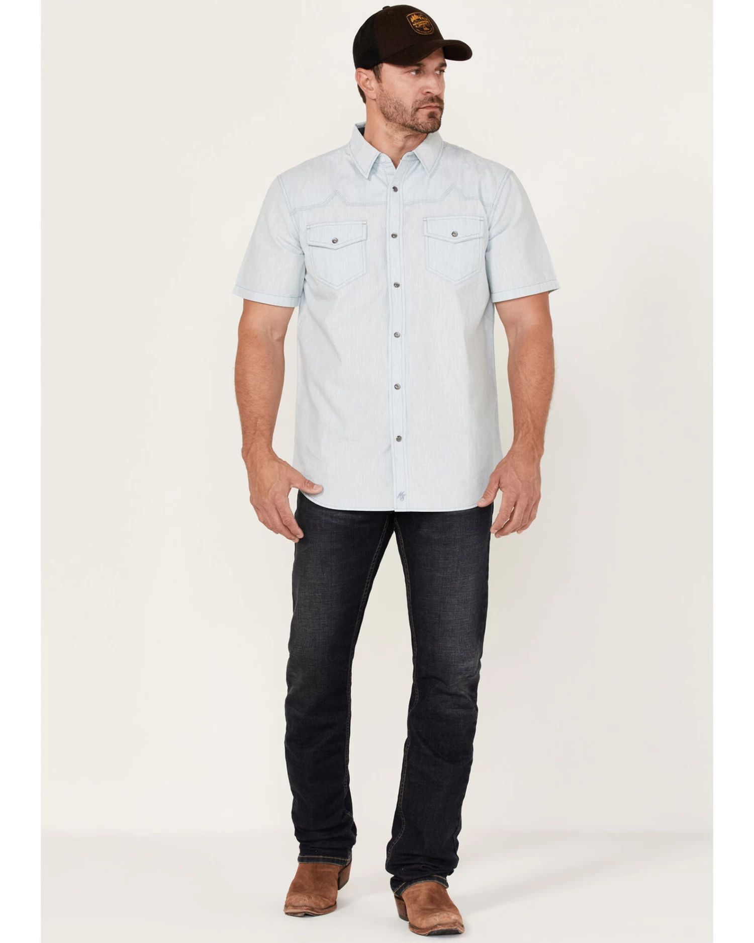 Moonshine Spirit Men's Side Stage Solid Short Sleeve Snap Western Shirt 2 Moonshine Spirit Men's Side Stage Solid Short Sleeve Snap Western Shirt - Image 2