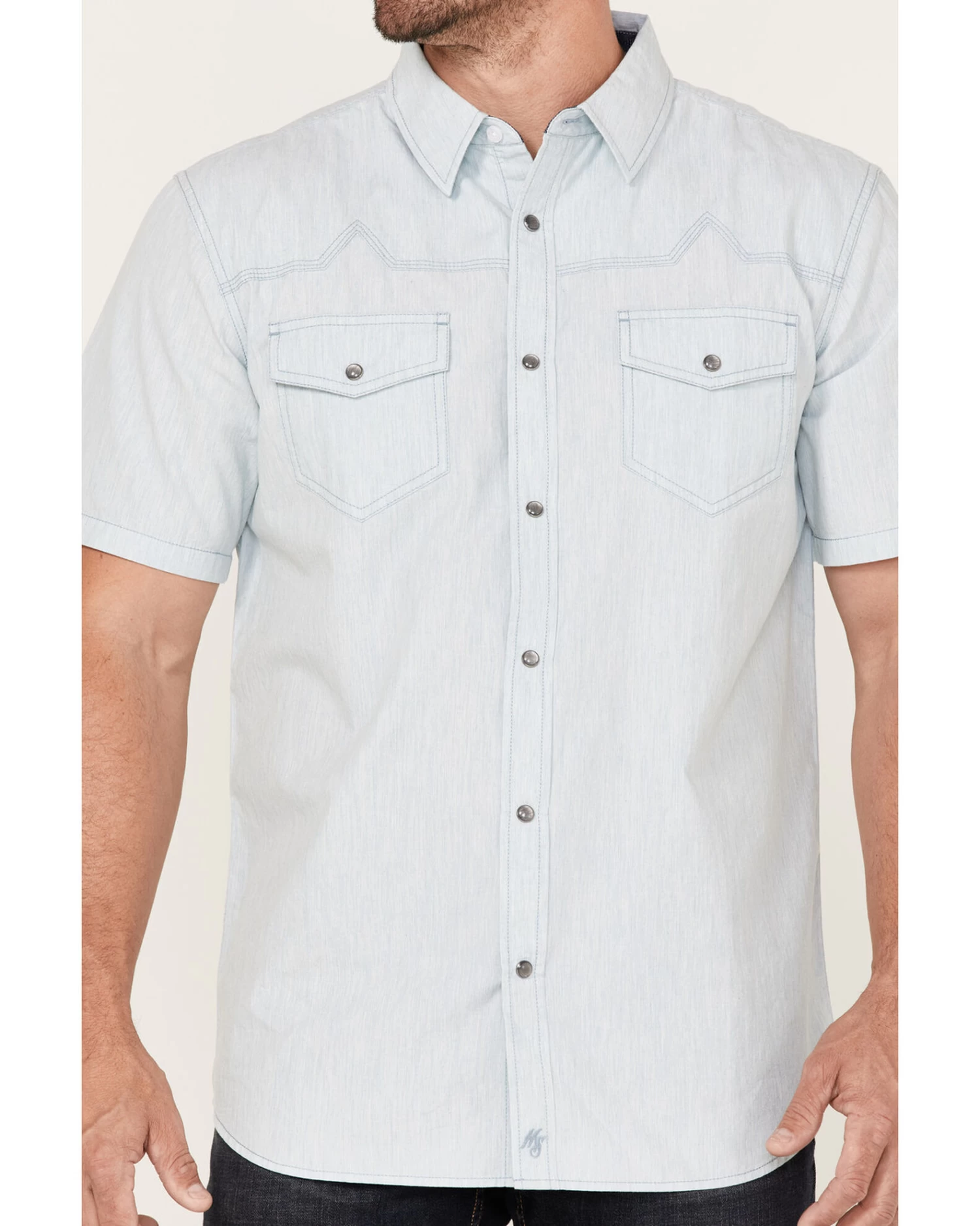 Moonshine Spirit Men's Side Stage Solid Short Sleeve Snap Western Shirt 3 Moonshine Spirit Men's Side Stage Solid Short Sleeve Snap Western Shirt - Image 3
