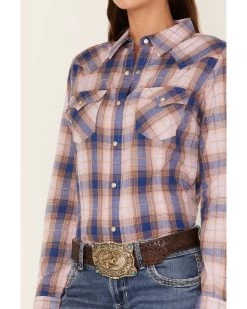 Wrangler Women's Plaid Print Long Sleeve Snap Western Shirt -Western Chic Shop 2000365311 500 P3