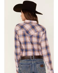 Wrangler Women's Plaid Print Long Sleeve Snap Western Shirt -Western Chic Shop 2000365311 500 P4